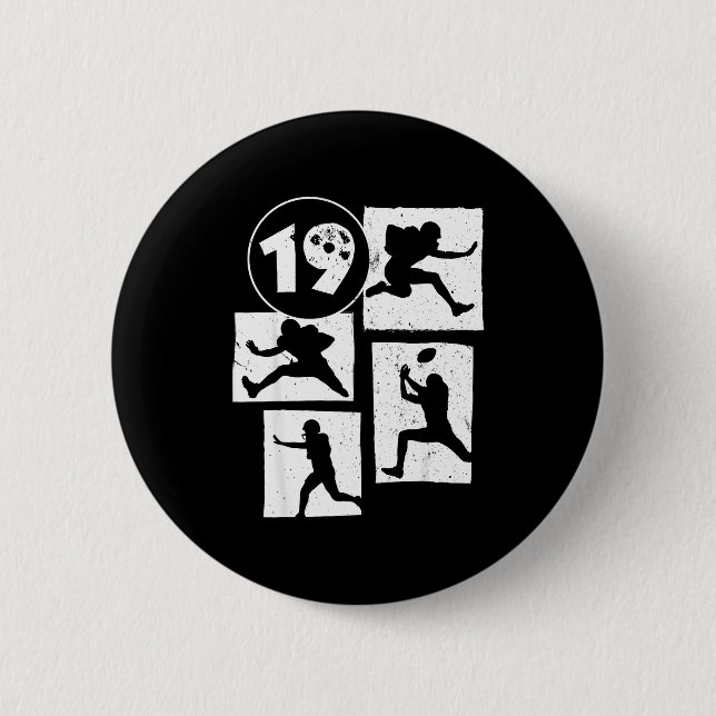 Bóton Redondo 5.08cm 19th Birthday Retro American Football 19 Years Old (Frente)