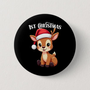 Bóton Redondo 5.08cm 1rua de Natal Reindeer Feriado Feriado Bestial
