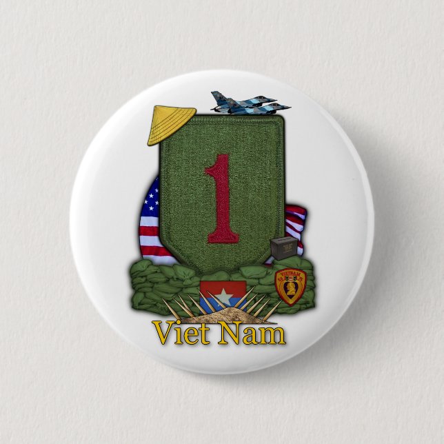 Bóton Redondo 5.08cm 1rua divisão de infantaria vietnam war vets Button (Frente)