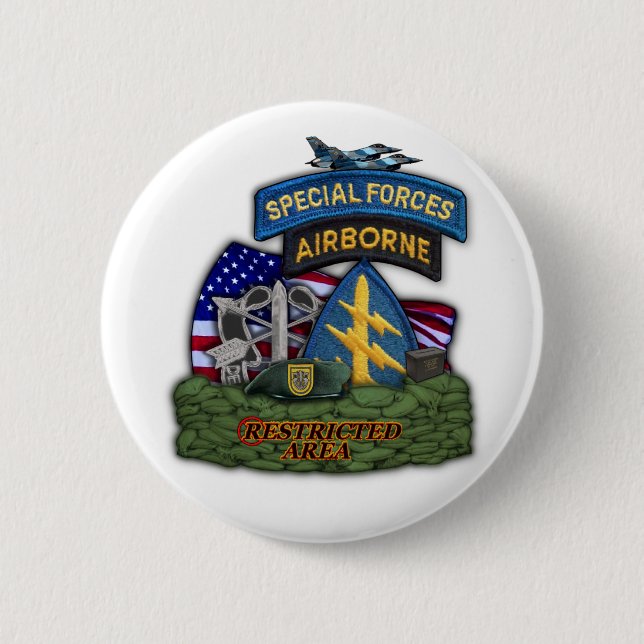 Bóton Redondo 5.08cm 1rua especial forças verdes veteranos de boinas (Frente)