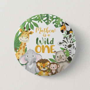 Bóton Redondo 5.08cm 1st Birthday Wild One Safari Jungle Themed Button