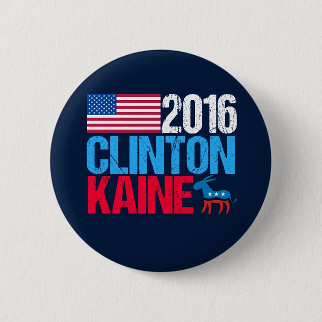 Bóton Redondo 5.08cm 2016 Hillary Clinton Tim Kaine (Frente)