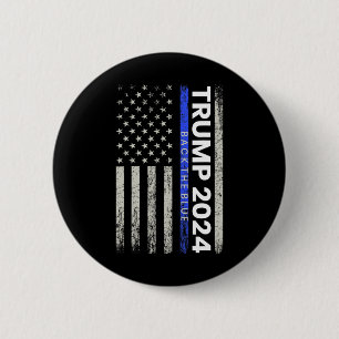 Bóton Redondo 5.08cm 2024 Apoie O Azul Linha Azul Fina Polícia American