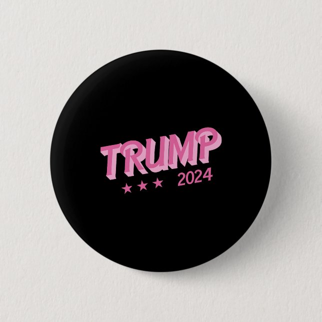 Bóton Redondo 5.08cm 2024 - Funny Donald Trump Pink Bubble Letters (Frente)