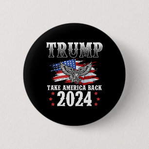 Bóton Redondo 5.08cm 2024 Retomar a América Bandeira Americana Trump 20