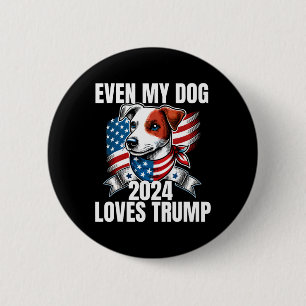 Bóton Redondo 5.08cm 2024 Terrier Dog Usa Flag Até Meu Cão Adora Trump