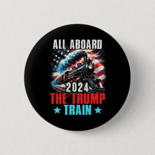 Bóton Redondo 5.08cm 2024 Todos a Bordo do Trem do Trump Bandeira Ameri