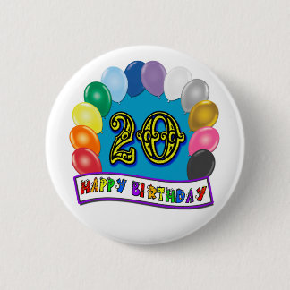 Bóton Redondo 5.08cm 20o Presentes de aniversário com design Assorted