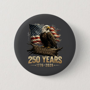 Bóton Redondo 5.08cm 250º Aniversário EUA Patriótico 250 Anos Americano