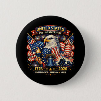Bóton Redondo 5.08cm 250th Anniversary USA 1776–2026 American Heritage
