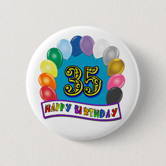 Bóton Redondo 5.08cm 35o Design dos balões do aniversário