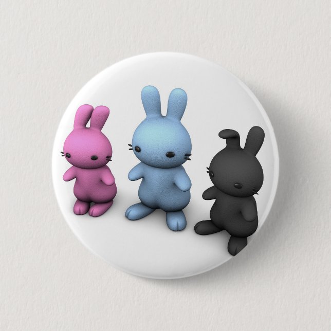 Bóton Redondo 5.08cm 3 wabbits bonitos (Frente)
