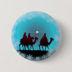 Bóton Redondo 5.08cm 3 WISEMEN, FLOCOS DE NEVE & ESTRELAS por SHARON