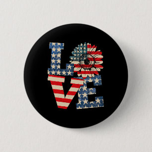 Bóton Redondo 5.08cm 4º De Julho Ama Bandeira Patriótica Americana Sunf
