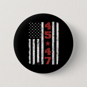 Bóton Redondo 5.08cm 45 47 Trump Vintage Estados Unidos Flag 2025 Presi