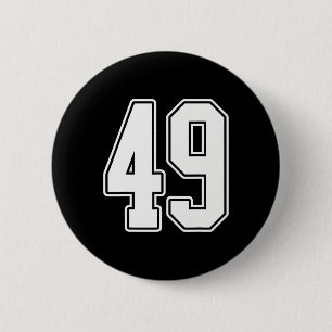 Bóton Redondo 5.08cm 49 White Outline Number 49 Sports Fan Jersey Styl