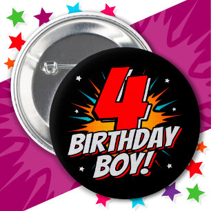 Bóton Redondo 5.08cm 4 anos, super-herói Aniversário 4.