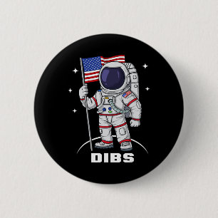 Bóton Redondo 5.08cm 4 De Julho Astronauta Americano Bandeira Difundida