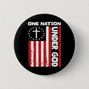 Bóton Redondo 5.08cm 4 De Julho Bandeira Cristã Patriótica One Nation U