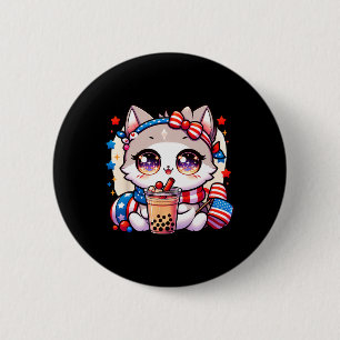 Bóton Redondo 5.08cm 4 De Julho Camisas De Gato Raparigas Kawaii Anima