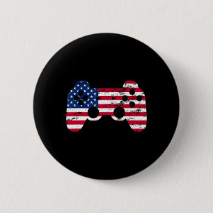 Bóton Redondo 5.08cm 4 De Julho De American Flag Video Game Boys Kids T