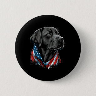 Bóton Redondo 5.08cm 4 De Julho De Black Patriotic American Labrador
