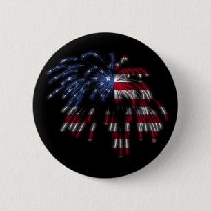 Bóton Redondo 5.08cm 4 de julho fogos-de-artifício & a bandeira