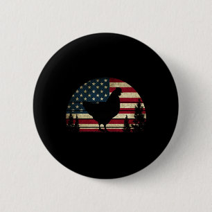 Bóton Redondo 5.08cm 4 De Julho Patriótico Galinha Americana Bandeira D