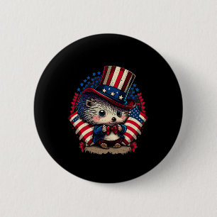 Bóton Redondo 5.08cm 4 De Julho Patriótico Hedgehog Bandeira Dos Eua