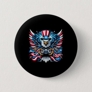 Bóton Redondo 5.08cm 4 De Julho Vídeo Jogo Bald Eagle American Flag Bo