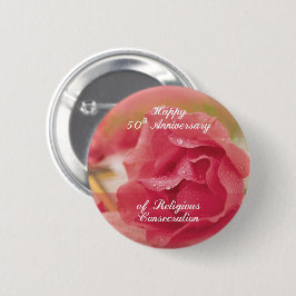 Bóton Redondo 5.08cm 50º Aniversário da Religião Rosa Rosa