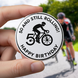 Bóton Redondo 5.08cm 50 and Still Rolling Cyclist Birthday Cycling Gift