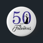 Bóton Redondo 5.08cm 50 e Festa de aniversário fabulosa<br><div class="desc">Celebre fazer 50 anos com este elegante design de 50 anos. 50 e fabuloso em azul escuro brilho e preto e branco com silhueta dançante. Produtos correspondentes e outras cores estão disponíveis em nosso compro. Solicitações personalizadas são bem-vindas.</div>