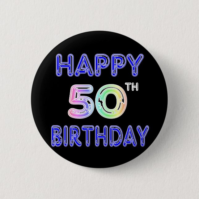 Bóton Redondo 5.08cm 50th presentes de aniversário e roupa felizes do (Frente)