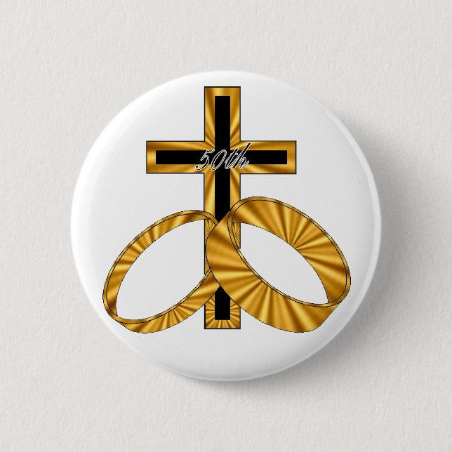 Bóton Redondo 5.08cm 50th Presentes do aniversário de casamento (Frente)