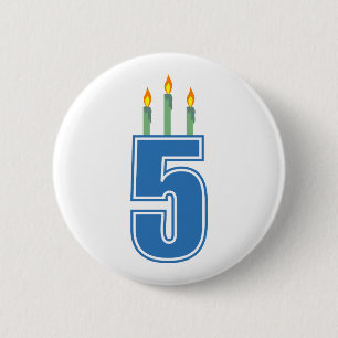 Bóton Redondo 5.08cm 5 velas do aniversário (azul/verde)