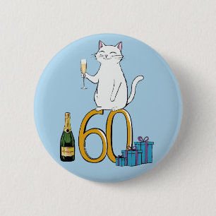 Bóton Redondo 5.08cm 60º aniversário da comemoração do gato 60 anos ses