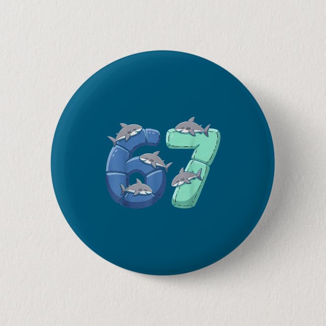 Bóton Redondo 5.08cm 67 Animals Funny 67 Brainrot Youth Kids Shark 67  (Frente)