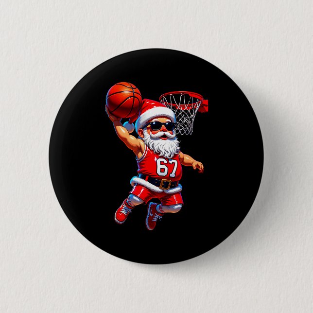 Bóton Redondo 5.08cm 67 Basketball Santa Six Seven Meme Christmas Srt M (Frente)
