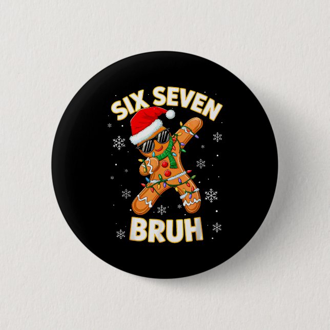 Bóton Redondo 5.08cm 67 Christmas 6 7 Meme Gingerbread Man Xmas Pajamas (Frente)