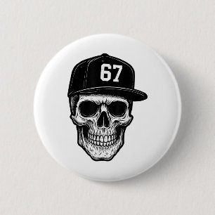Bóton Redondo 5.08cm 67 Crânio Halloween Brainrot Meme Seis Sete Crianç