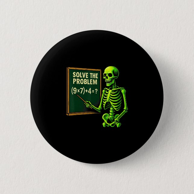 Bóton Redondo 5.08cm 67 Esqueleto de Halloween de Matemática Meme para  (Frente)