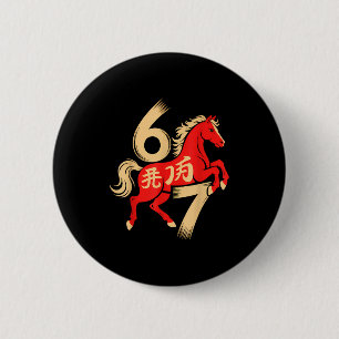 Bóton Redondo 5.08cm 67 Meme Ano Novo Chinês 2026 Ano Do Cavalo Si