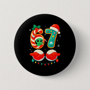 Bóton Redondo 5.08cm 67 Meme Natal Divertido Alien Papai Noel Six Seven