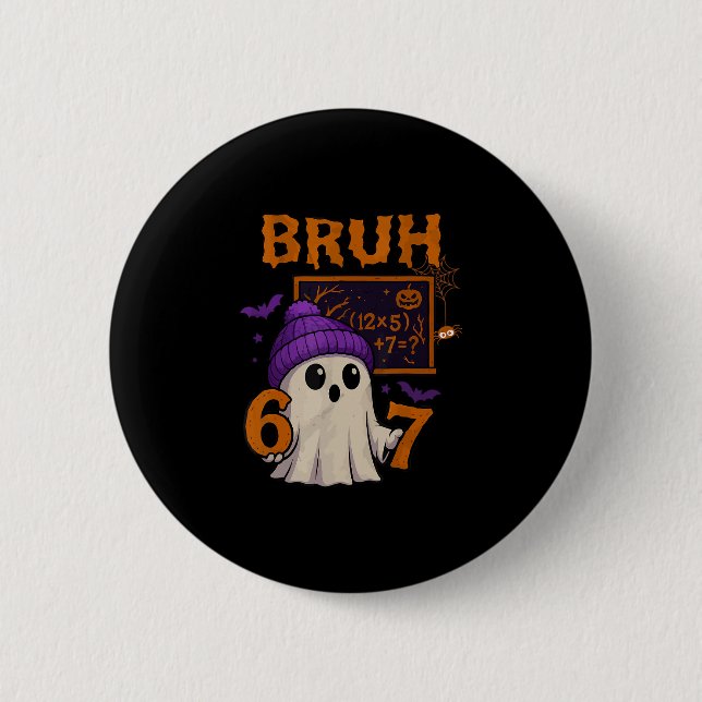 Bóton Redondo 5.08cm 67 Professor Fantasma de Halloween Seis Sete Meme  (Frente)