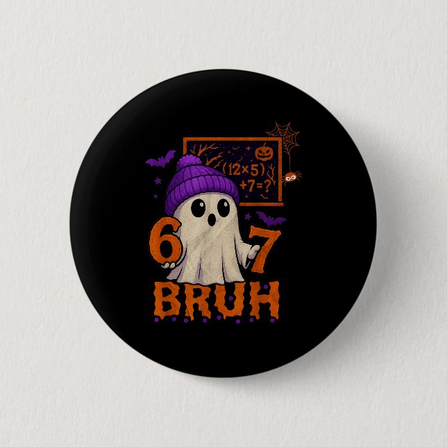 Bóton Redondo 5.08cm 67 Professor Fantasma de Halloween Seis Sete Meme  (Frente)