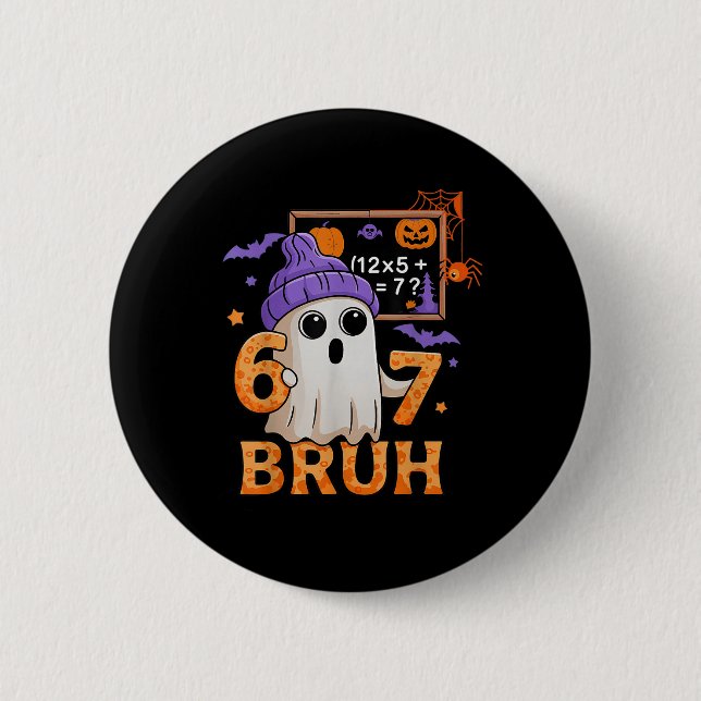 Bóton Redondo 5.08cm 67 Professor Fantasma de Halloween Seis Sete Meme  (Frente)