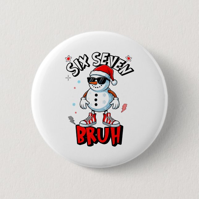Bóton Redondo 5.08cm 67 Six Seven Christmas Bruh Snowman Funny Kids Boy (Frente)