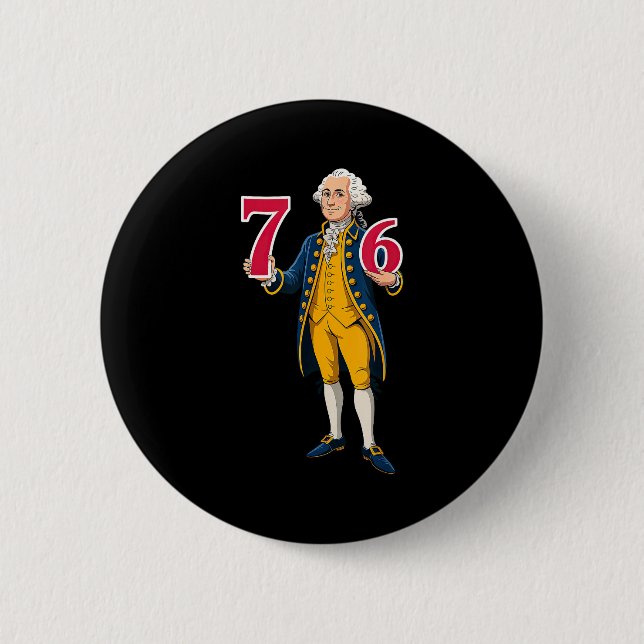 Bóton Redondo 5.08cm 6 7 7 6 George Washington Seis Sete  (Frente)