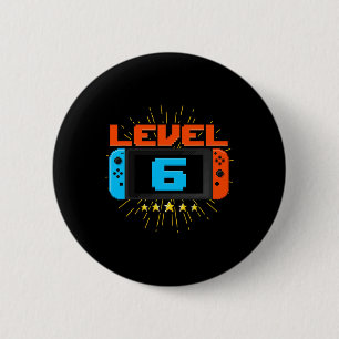 Bóton Redondo 5.08cm 6 Birthday Boy Level 6 Unlocked Video Game 6 Yea